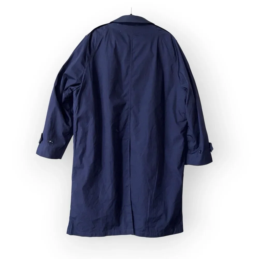 VTG US Air Force All Weather Coat Trench 46R Removable Liner Military Blue 70s